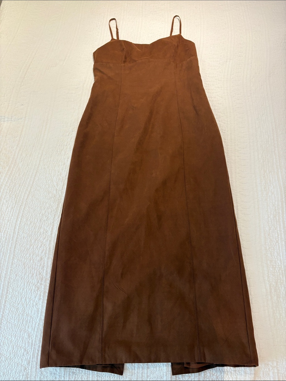Dynamite Chocolate Brown Maxi Slip Dress with Spaghetti Straps